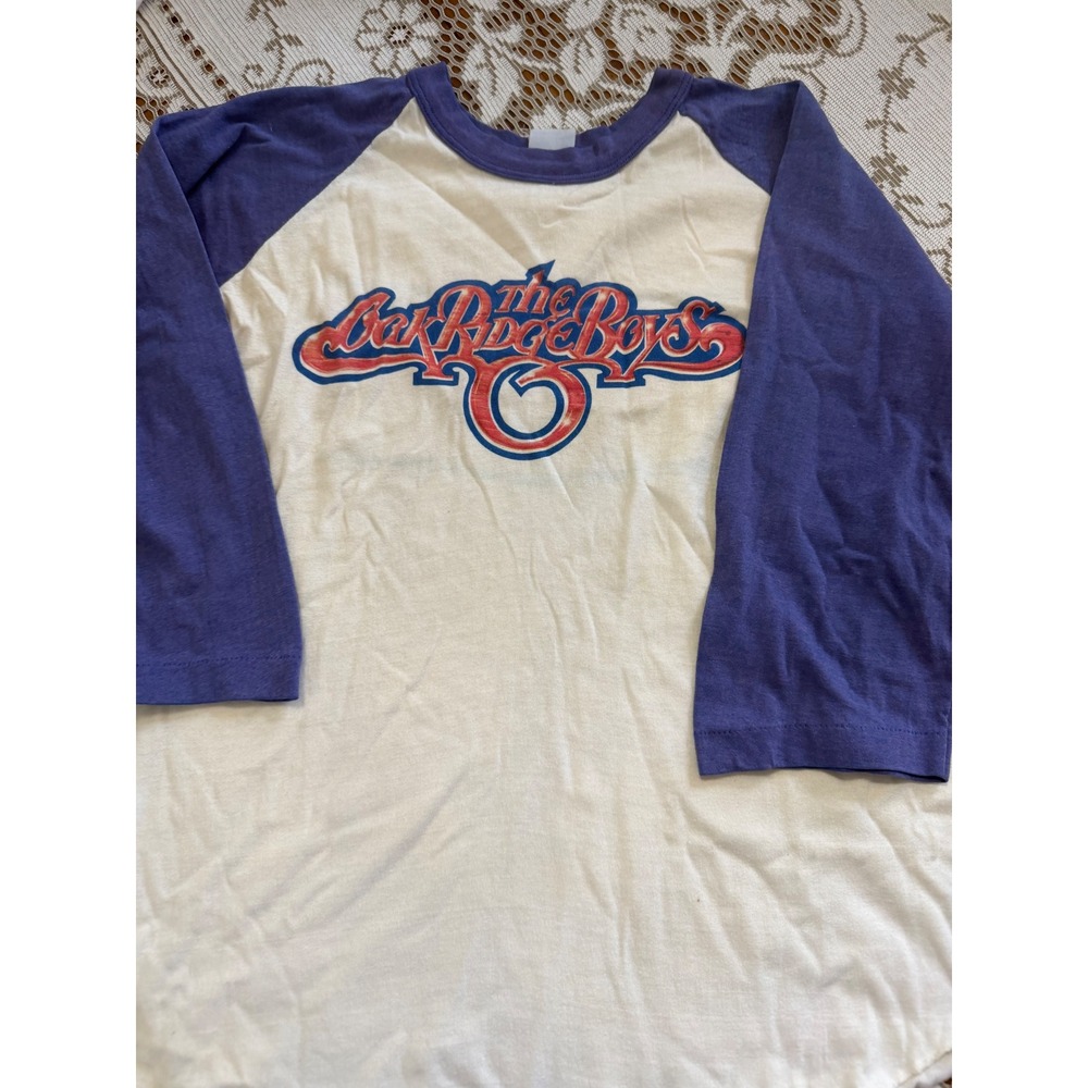 Vintage 1982 Oak Ridge Boys Cookin Tour Raglan Shirt Purple Baseball Tee L 80s